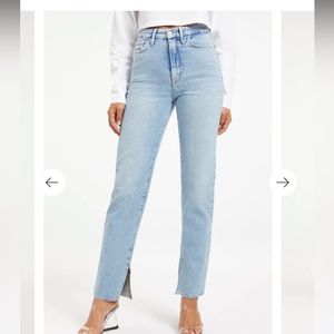 NWT Good American GOOD BOY Jeans - Split Hem, INDIGO118